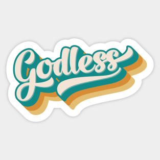 Godless in colorful retro style Sticker